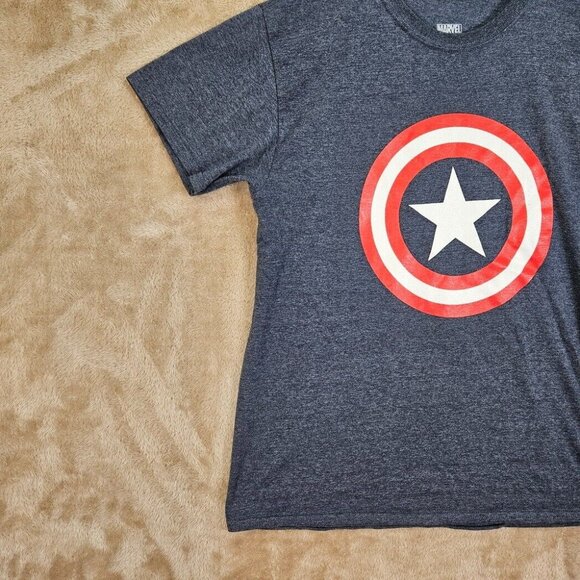 Marvel Captain America Shield Logo Graphic T-Shirt Superhero Unisex Size L Blue - Picture 8 of 10